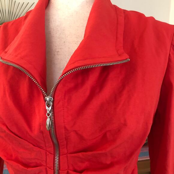 VTG Joseph Ribkoff Red Zip Front Blazer Jacket Fitted 12 Large Office Siren Y2K - Picture 2 of 11